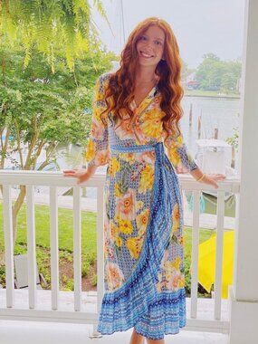 Farm Rio Anthropologie midi floral Camila wrap dress